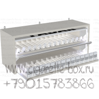 Табачная полка с двумя складными створками с выдвижными полками